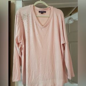 NWOT Gloria Vanderbilt  sweater cardigan with rhinestone pink 3X  CB 🪻